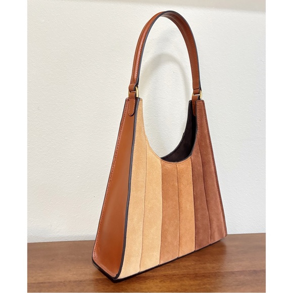 STAUD Two-Tone Suede Panel Shoulder Bag in Tan and Brown - Picture 7 of 10